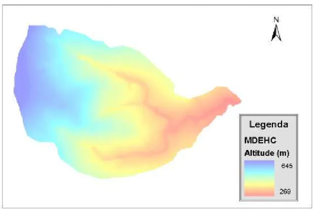 Figura  12  – Variação altimétrica da BHCZ determinada pelo modelo digital de elevação  hidrograficamente consistente – MDEHC do terreno