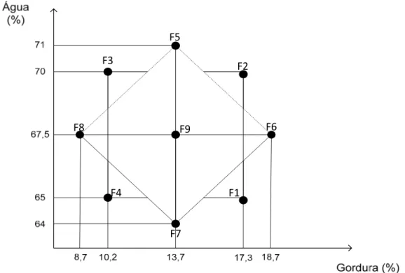 Figura 5. Disposição dos pontos experimentais no delineamento composto  central rotacional (DCCR)