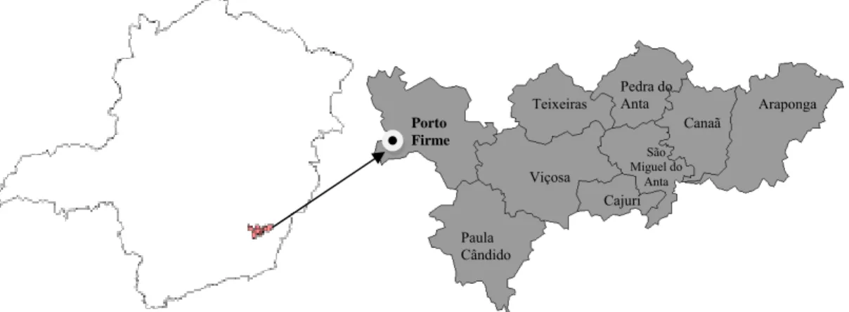Figura 1. Localização do Município de Porto Firme, Minas Gerais, Brasil. 