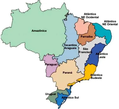 Figura 6 - Principais Bacias Hidrográficas do Brasil (MUNDO EDUCAÇÃO, 2012). 