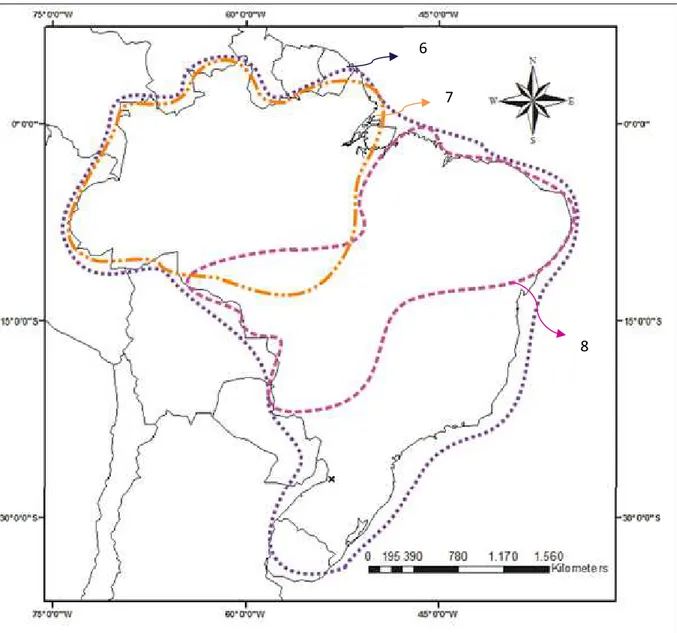 Figura  5.  Padrões  de  distribuição  das  Leguminosas  ocorrentes  nas  três  áreas