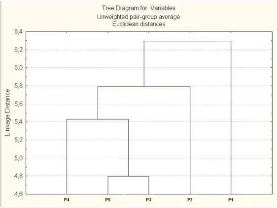 Figura 11: Dendrograma da floresta de galeria pelo critério CA  1,30  usando dados de ausência e 