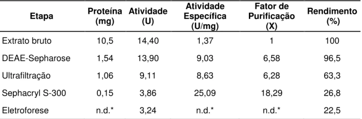 Tabela 1: Resumo das etapas para  purificação da β-xilosidase extracelular  de C. fimbriata RM 35