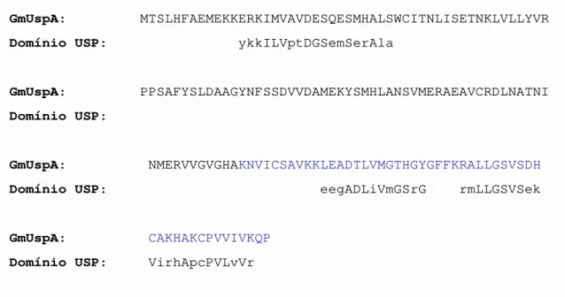 Figura 4- Domínios USP detectados em GmUspA.  Na sequência de 