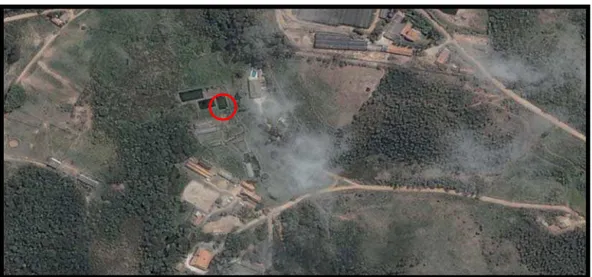Figura 4 - Vista aérea do Sítio no Município de Jundiaí, no Estado de São  Paulo, Brasil, onde se encontra instalado um ranário em  funcionamento