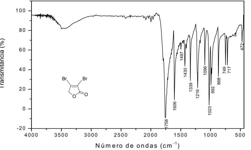 Figura 12 – Espectro no infravermelho (KBr) da lactona 1. OO