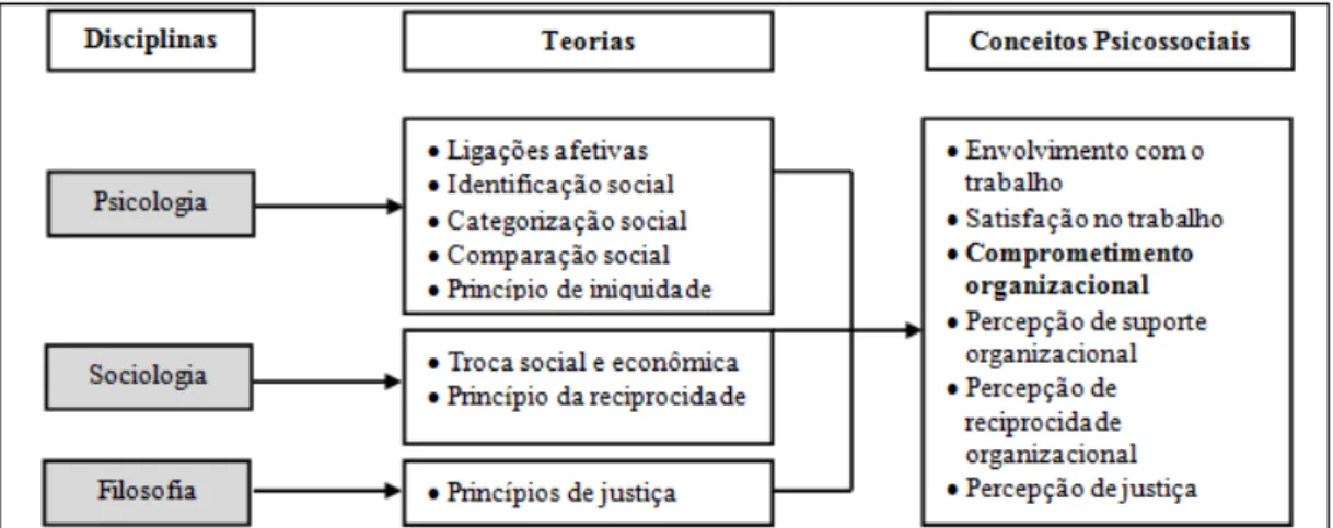 Figura 1: Disciplinas e bases teóricas de conceitos psicossociais que tratam dos vínculos do indivíduo 