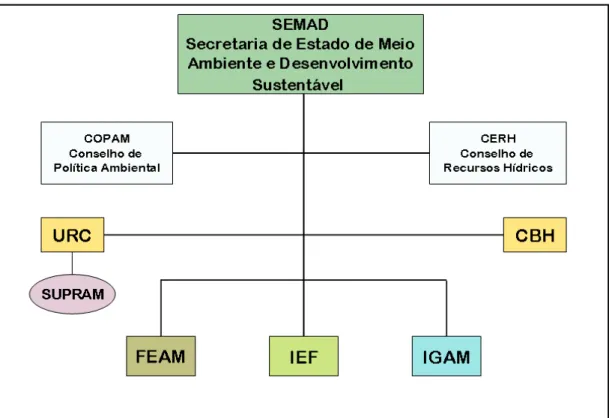 Figura 4 - Organograma do Sistema Estadual de Meio Ambiente, 2007.  Fonte: Elaborado pela autora com base nos dados da pesquisa