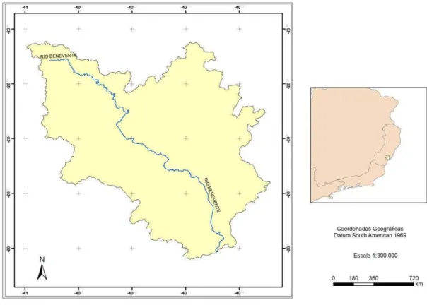 Figura 1. Mapa de localização da Bacia do rio Benevente, ES.  