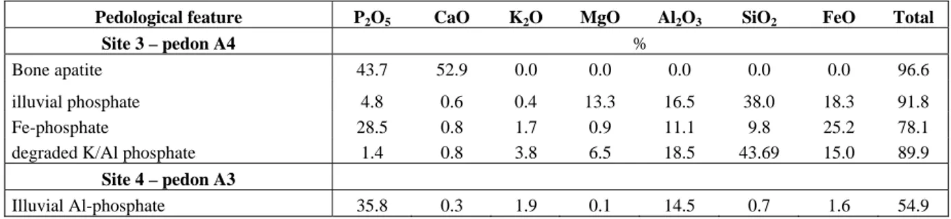 Table 6 – Microchemical analyses for some pedological features in sites 3 and 4 (means of  three replicates)