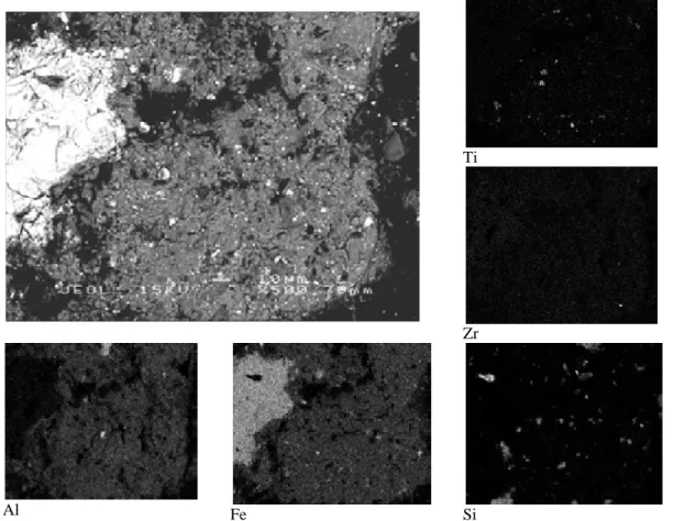 Figura 23. Fotomicrografia em retroespalhamento eletrônico (MEV) e mapas microquímicos de EDS  do horizonte Bwc2 do perfil P5C