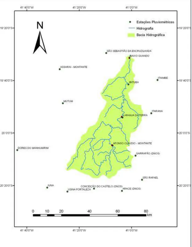 Figura 15: Mapa de localização das estações Pluviométricas da Agência Nacional de  Águas (ANA), presentes na área de estudo