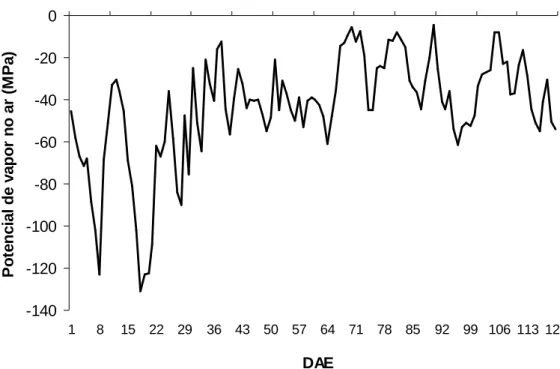 Figura 4 – Potencial de vapor na atmosfera durante o período experimental. 