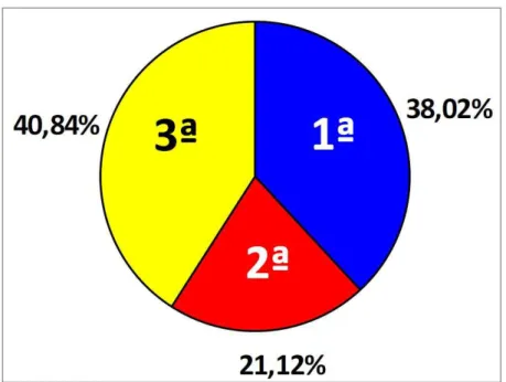 Figura  1  –  Porcentagem  de  modificações  de  bases  na  primeira,  segunda  e  terceira  posição do códon