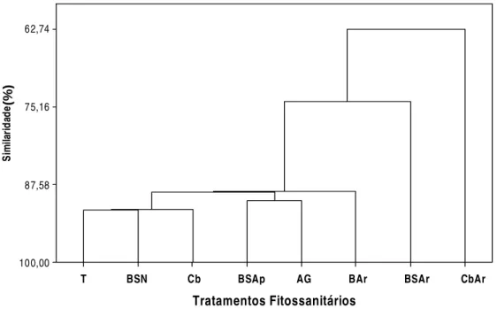 Figura 2 – Estimativas dos porcentuais de similaridade em função da massa  (g), comprimento (cm) e diâmetro transversal (cm) de frutos de  goiaba, var