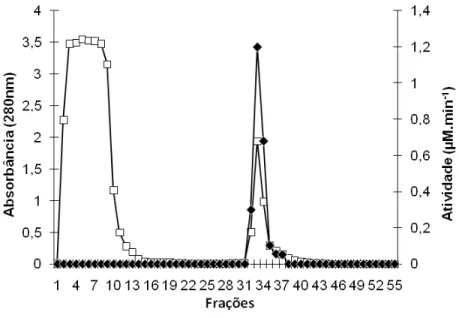 Figura  1.  Perfil  cromatográfico  do  extrato  enzimático  dialisado do  gorgulho  do  milho 
