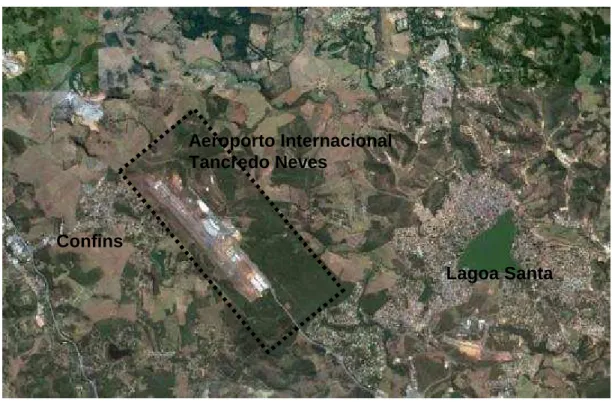 Figura II-1. Imagem do Aeroporto Internacional Tancredo Neves (AITN)  Projetado  para  atender  5  milhões  de  passageiros  por  ano,  teve  este  limite  superado em 2008
