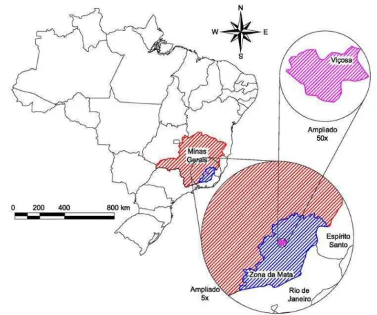 Figura 2-1.  Localização do município onde foi coletada as amostras de solo em estudo neste  trabalho de pesquisa