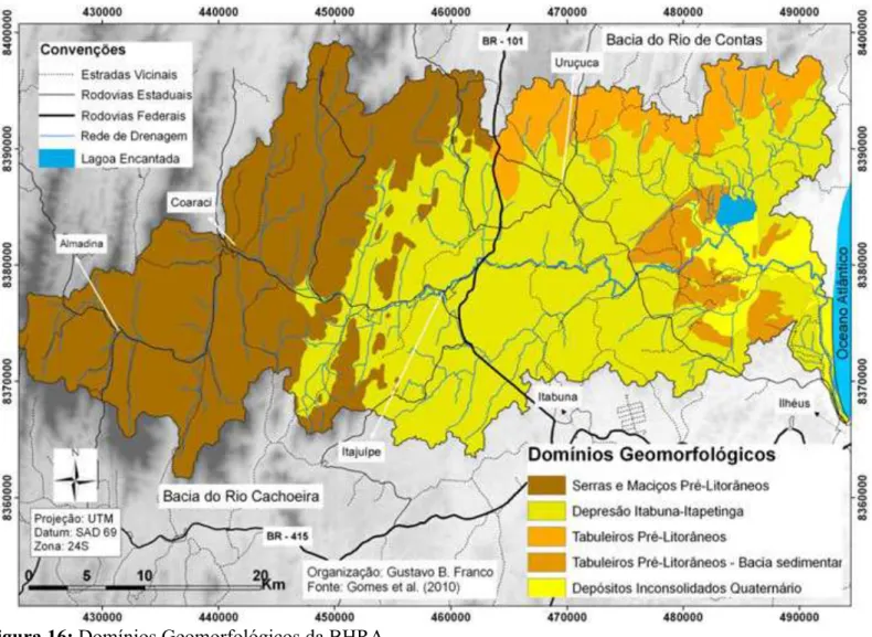 Figura 16: Domínios Geomorfológicos da BHRA.  Fonte: Gomes et al., 2010. 