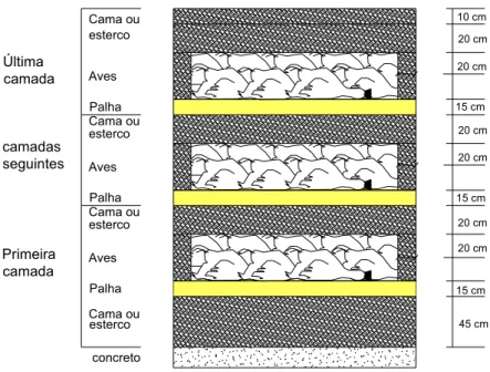 Figura 1. Esquema da compostagem de carcaças. Caso típico para carcaças de frango.  Fonte: Paiva (2008)