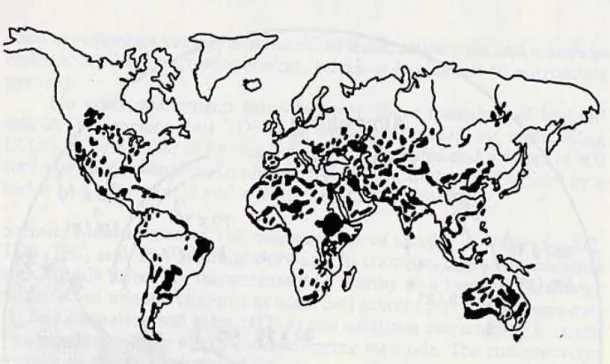 Figura 1 - Distribuição geográfica dos solos afetados por sal (TANJI, 1990). 