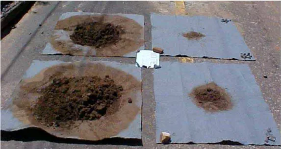 Figura  3.5.  Manta de bidim que possibilitou a retenção e coleta das  partículas de solo transportadas por escoamento superficial