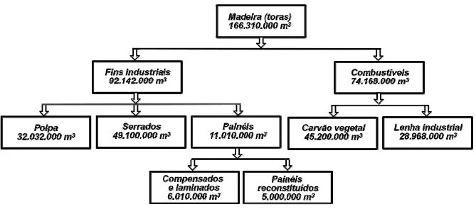 Figura 2   Cadeia Produtiva de Uso da Madeira em Toras  Fonte: Adaptado de SBS, 2001 