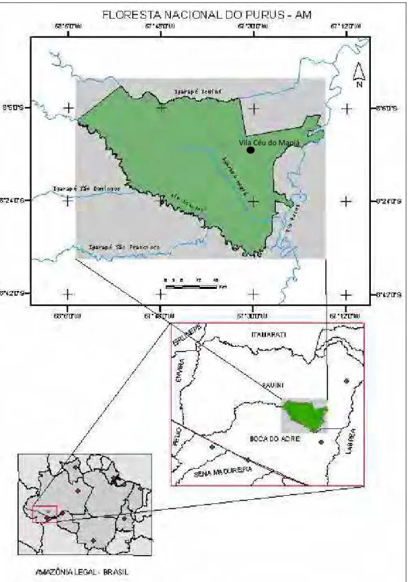 Figura 1. Localização da Floresta Nacional do Purus, Município de Pauiní, Estado do 