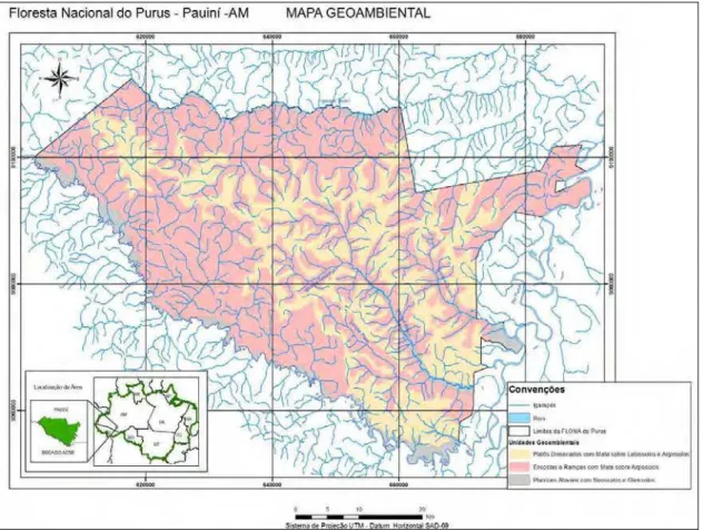 Figura 5. Unidades Geoambientais da Floresta Nacional do Purus, Município de Pauiní, 