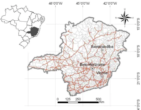 Figura 1 – Localização do município de Itamarandiba no Estado de Minas Gerais. 