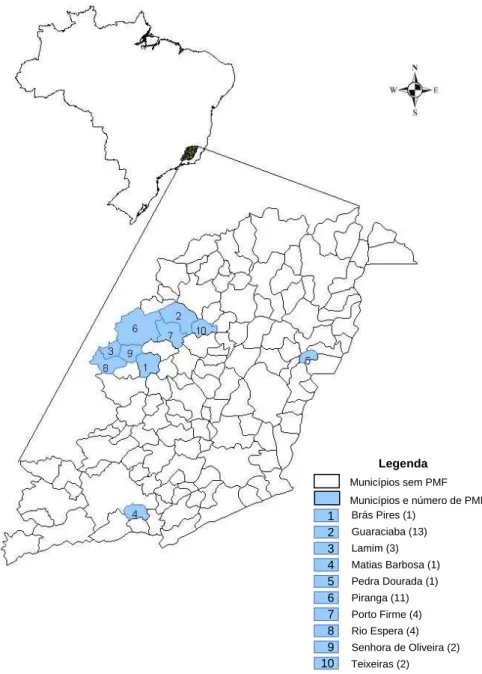 Figura 1 –  Municípios onde estão localizadas as áreas dos planos de manejo 