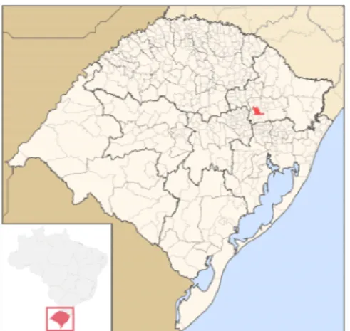 Figura 14 – Mapa do Rio Grande do Sul com a localização da Serra Gaúcha,  onde se encontra a cidade de Bento Gonçalves