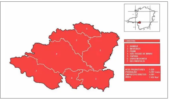 Figura 2 - Região produtora de queijo Minas artesanal Canastra.  