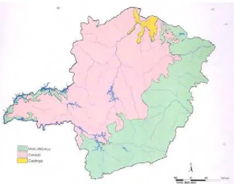 Figura 2. Domínios fitogeográficos da vegetação no Estado de Minas Gerais (Fonte:  Drummond et al