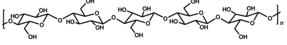 Figura 3. Representação esquemática da molécula de celulose.  Fonte: Santos et al., (2012)