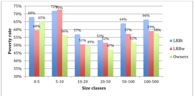 Figure 4.2e – Poverty by size and type of tenure (income from production and labor) in  the Center-West