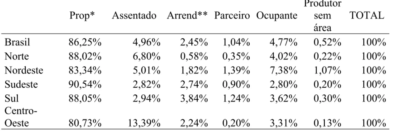 Tabela 3 – Composição dos estabelecimentos que investiram segundo a condição do  produtor