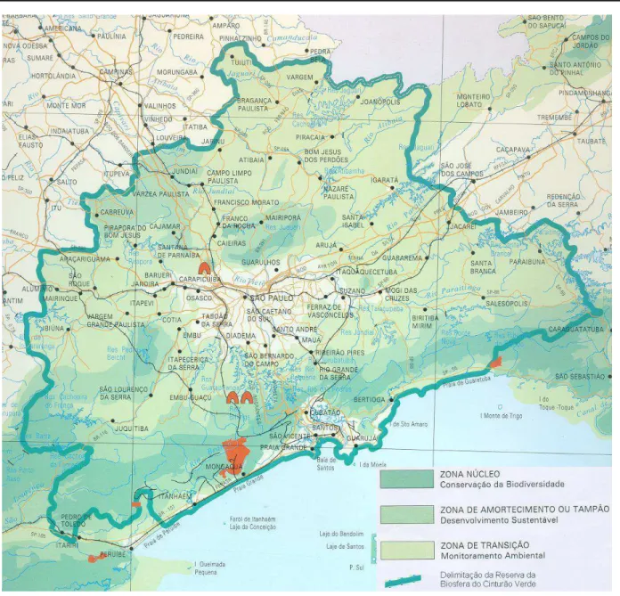 Figura 4. Mapa de zoneamento da Reserva da Biosfera do Cinturão Verde da Cidade de São Paulo
