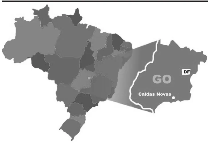 Figura 2. Localização geográfica do município onde se encontra o Parque Estadual da Serra de Caldas Novas, GO