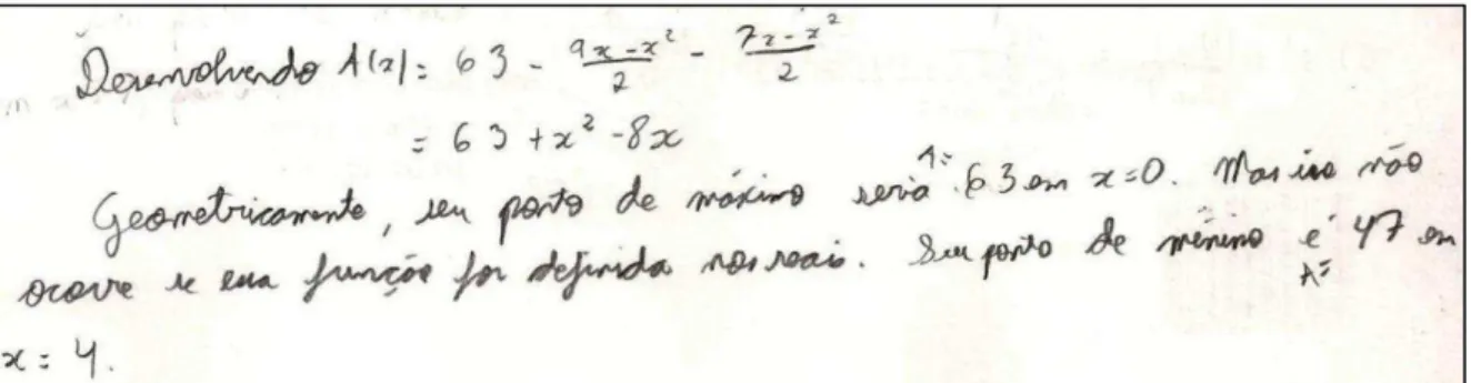 Figura 5 - Registro escrito presente na resolução do estudante E4  Fonte: Dados da pesquisa