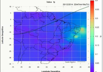 Figura 17: Geovisualização em tempo real do índice f P , instante 22h47min16s TU, 20/12/2014