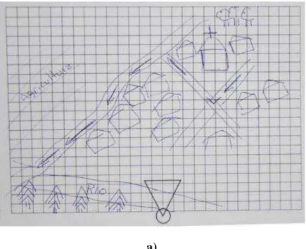 Figura 3: a) croqui com erro de orientação e b) croqui com orientação correta. Fonte:  autor 