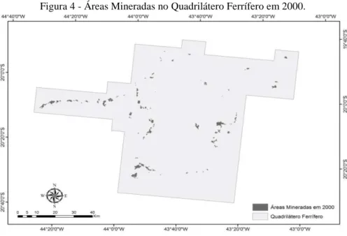 Figura 5 - Áreas Mineradas no Quadrilátero Ferrífero em 2011. 
