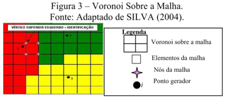 Figura 3 – Voronoi Sobre a Malha.  Fonte: Adaptado de SILVA (2004). 