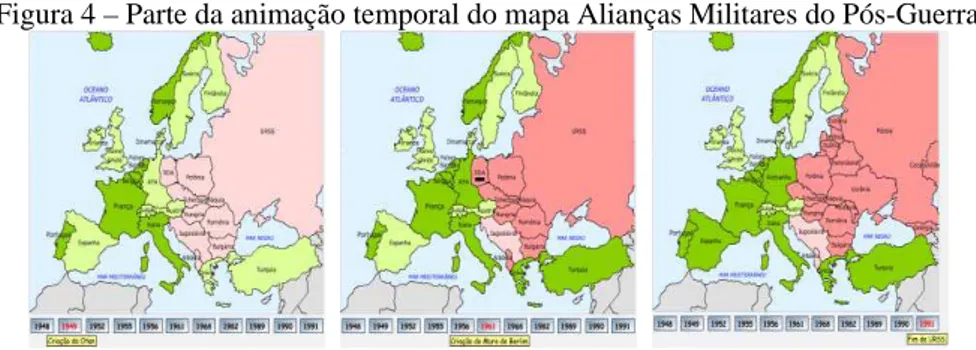 Figura 4 – Parte da animação temporal do mapa Alianças Militares do Pós-Guerra. 
