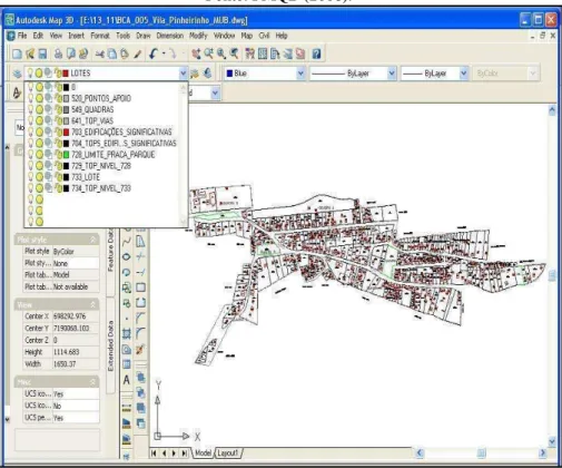 Figura 11 - MUB finalizado visualizado através do AutoDesk Map 3D.  Fonte: PMQB (2008)