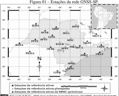 Figura 01 – Estações da rede GNSS-SP. 