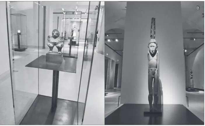 figura 1. A-B) A expografia de Jacques Kerchache no Musée du Louvre. imagens do acervo pessoal do autor.