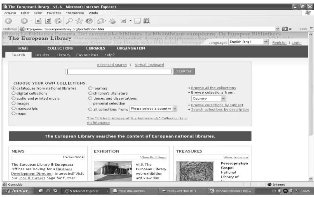 Figura 6 - Website da Biblioteca The European Library 