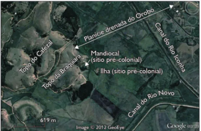 Figura 7. Inserção topográfica dos sítios arqueológicos do vale do Orobó.